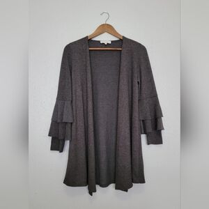 Paris To Jena Ruffled Sleeve Open Cardigan Sweater